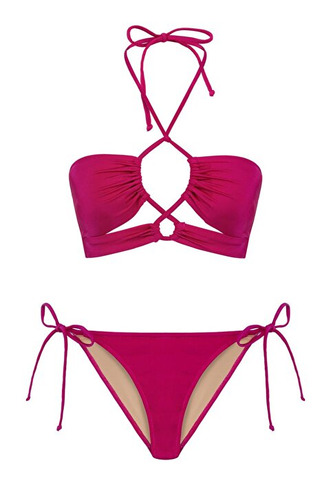 Aquella Bantlı Fuşya Halter Bikini Takım
