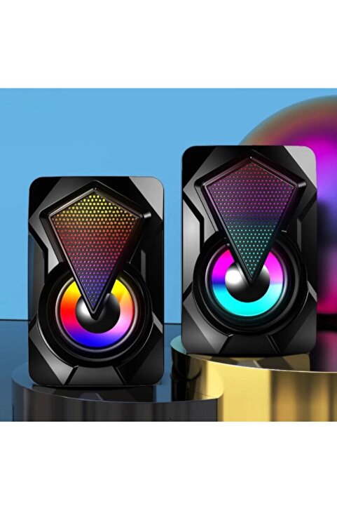 güvenlisepet Rgb Led Işıklı Bilgisayar Hoparlörü Pc Laptop Oyuncu Hoparlörü 1+1 Ses Sistemi Usb Speaker