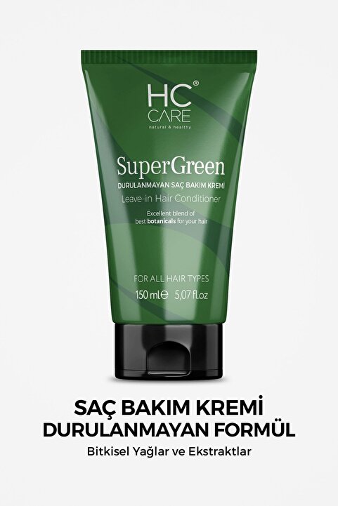 HC Care Super Green Durulanmayan Saç Bakım Kremi - Elektriklenme Karşıtı, Nemlendirici ve Pürüzsüzleştirici