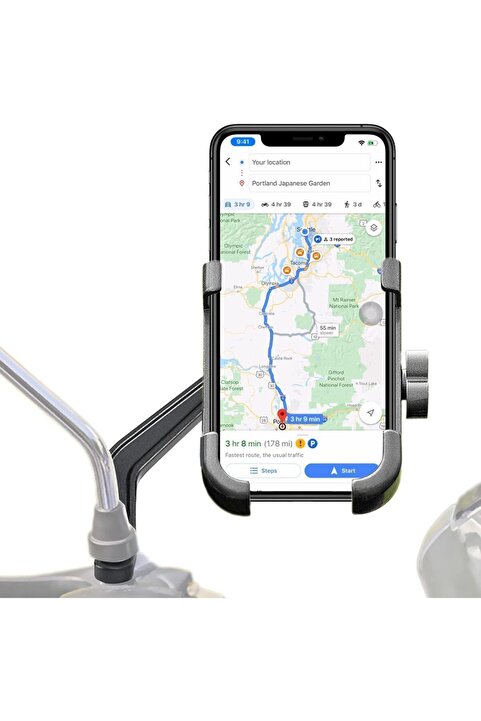 Asfal Metal Ayna Bağlantılı Motosiklet Scooter Telefon Tutucu 360° Dönen Motosiklet Cep Telefonu Tutucu