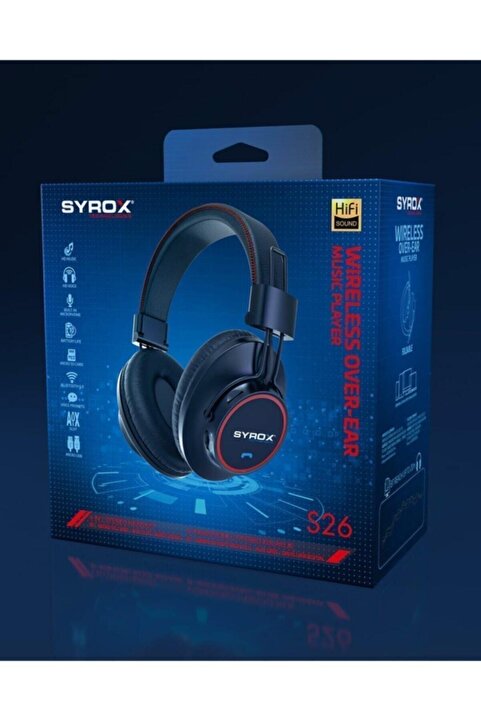 Syrox S26 Kablosuz Bluetooth Kulaklık Hafıza Kartlı Siyah