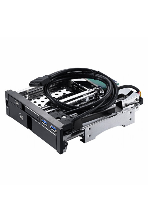 OEM 5,25" Dahili Çift Yuvalı Sabit Disk Kutusu 2,5+3,5 İnç Sata Hdd-Ssd Muhafaza Aletsiz Tasarım