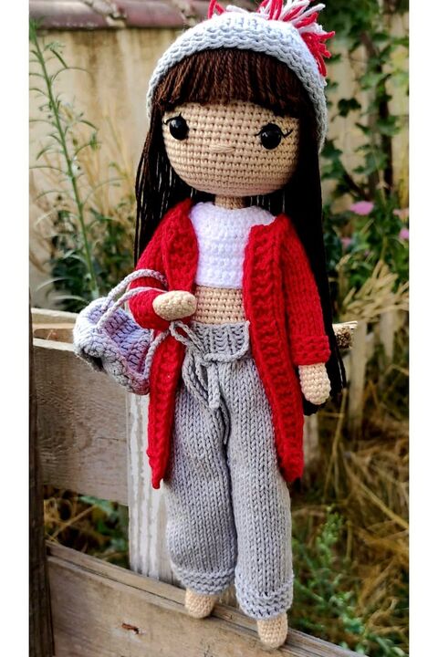 YUSUF TOKTAS TOYS CITY Kırmızı Melodi Bebek Amigurumi Örgü Oyuncak