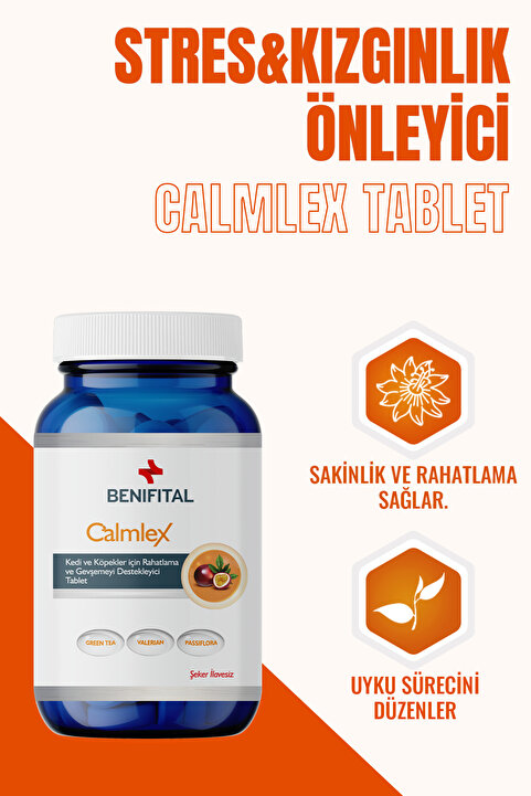 Benifital Calmlex Antistres Tablet Kediler Ve Köpekler Için Sakinleştirici Ve Rahatlatıcı Antistres Tablet