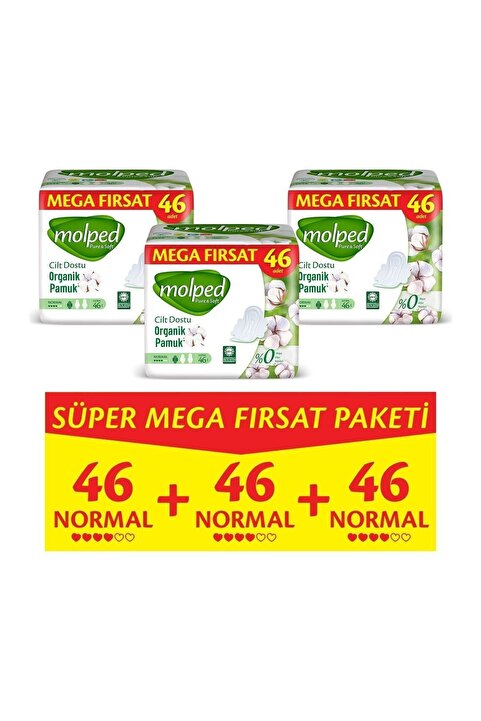 Molped Pure Soft Hijyenik Ped Normal Süper Mega Paket 46 Lı X 3 Adett