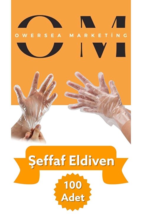 Owersea Şeffaf Poşet Eldiven 100'lü 2* Paket (200 ADET) *tek Kullanımlık
