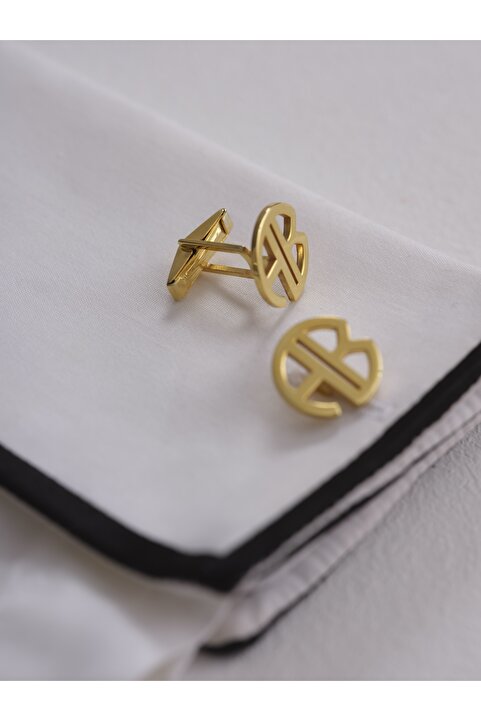 Saturn Jewelry 925 Ayar Gümüş 2 Harfli Kol Düğmesi Altın Kaplama Damat Hediyesi Kişiye Özel