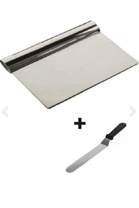 Genel Markalar Pasta Sıvama Spatulası + Çelik Spatula Hamur Kazıyıcı 2Lİ