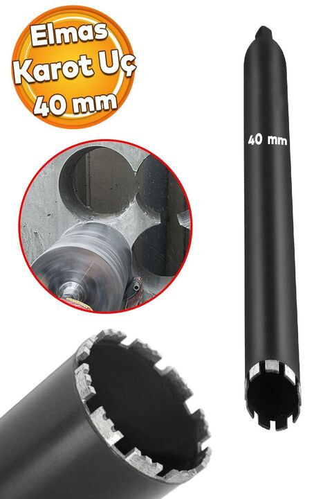 Badem10 Beton Zemin Duvar Delme Elmas Karot Ucu 40 mm Shun Delik Açma Panç Aparat Uç Deprem Numune Al Test