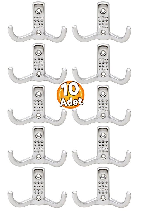Badem10 Noktalı Askı Portmanto Vestiyer Duvar Dolap Elbise Mobilya Askılığı Metal Askısı Askılık (10 ADET)