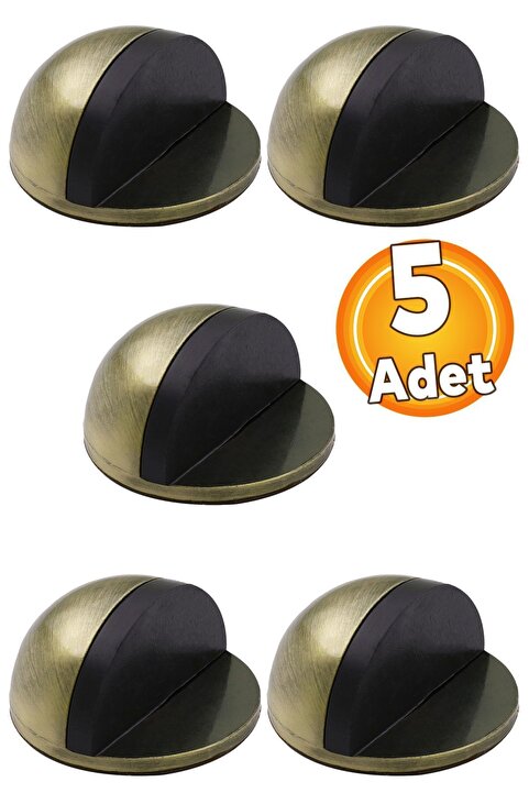 Badem10 Yarımay Yapışkanlı Kapı Kolu Stoperi Tamponu Stop Metal Durdurucu Tutucu Tutacağı Antik Sarı 5 Adet