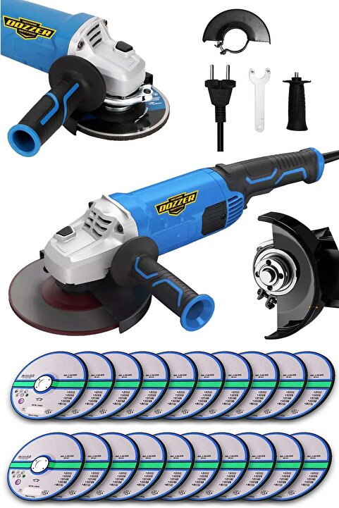 DOZZER Alman 1500 Watt Bakır Sargı Devir Ayarlı 115-125 Mm Avuç Içi Spiral Taşlama Makinası 20 Taş Hediyeli