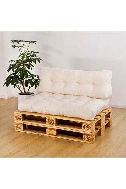 Rual Su Geçirmez Kumaş Bahçe&balkon Palet Üstü Sırt Dayamalı Özel Dolgulu Kaliteli Yer Minderi 120x80cm