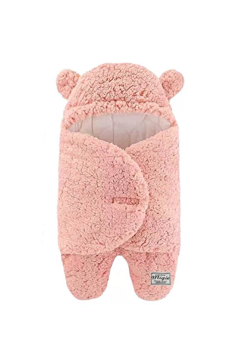 migie 0-4 Ay Bebek Dış Kundak Uyku Tulumu Kıvırcık Wellsoft Peluş Pembe