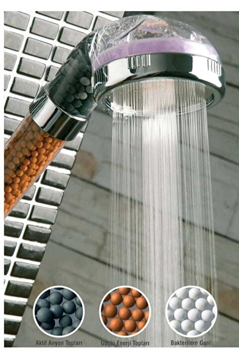 hediyeofisi Natural Stone Beaded Water Saving Anti-Limescale Shower Head