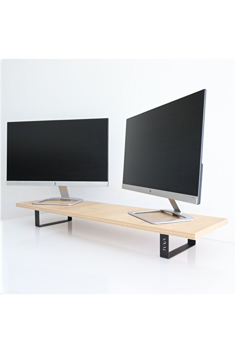 Hansdo DUAL MONİTÖR STANDI – İKİLİ MONİTÖR STANDI – MONİTÖR YÜKSELTİCİ – MDF LAM – SAFİR MEŞE – WMS2