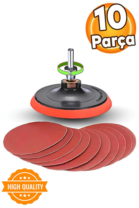 Badem10 Cırt Zımpara Kağıdı El Zımparaları Ucu Seti Matkap Aparatı 115 Mm Avuç Içi Spiral Taşlama 10 Parça