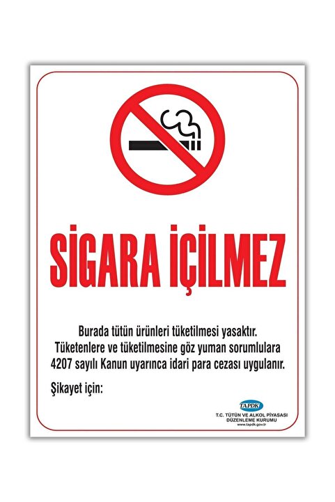 Genel Markalar Sigara İçilmez Uyarı İkaz Levhası Folyo Baskı 50x70cm