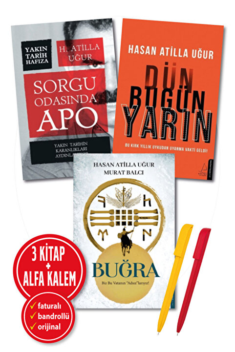 Destek Yayınları HASAN ATİLLA UĞUR 3 KİTAP SET (Buğra+ Dün Bugün Yarın+Sorgu Odasında Apo)+Kalem-Destek Yayınları