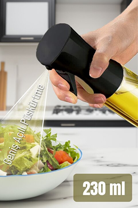 Vienev Püskürtmeli Sprey Yağdanlık Cam Şişe - Izgara Fritöz Salata Yağ Püskürtücü Siyah
