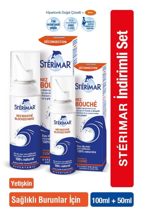 Sterimar Hipertonik Burun Spreyi 100ml+ Hipertonik Burun Spreyi 50ml