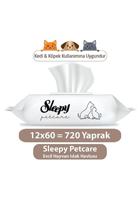 Sleepy Petcare Evcil Hayvan Islak Havlusu 12x60 Yaprak