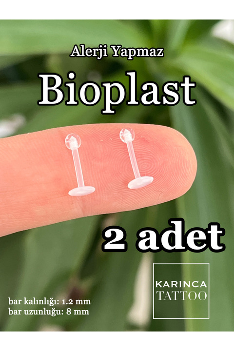 Karınca Piercing 2 adet Bioplast Piercing Alerji Yapmaz Şeffaf Küpe (Karınca Tattoo)
