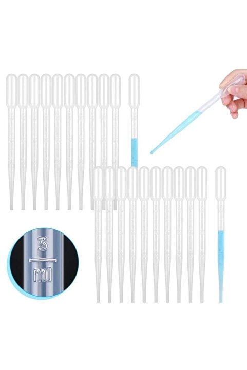 Genel Markalar 50 Adet 3ml Plastik Pastör Pipeti Alkano Taksimatlı Likit Pipeti Damlalık