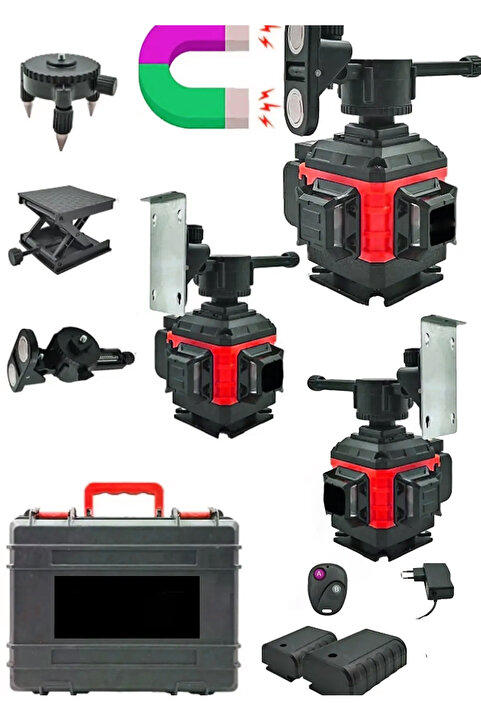 MOONSHOP Alman 256 Vf 16 Köşe Otomatik Hizalama Lazer Metre 360 Derece Yatay Dikey Çapraz Kumandalı