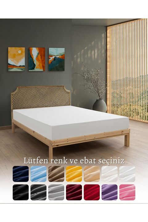 MODELHOME Beyaz Renkli %100 Pamuklu Penye Kumaşından Tek/çift Kişilik Lastikli Çarşaf (7 FARKLI EBAT)
