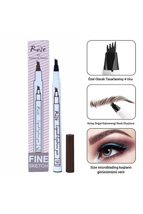 Roesıa Rose Cosmetics Koyu Kahve Rose Microblading Etkili Kalıcı Kaş Kalemi Ucu Tırtıklı