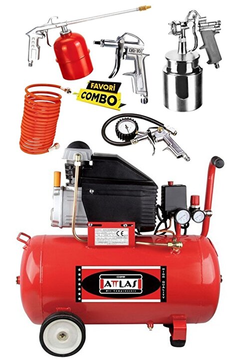 Genel Markalar ZJ 2050J 2hp 50 Lt. Hava Kompresörü Ve Havalı Alet Seti Full Set