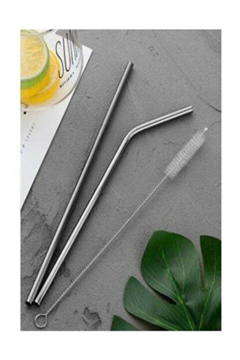 Genel Markalar 3 Parça Metal Pipet Seti Paslanmaz Çelik Pipet Ve Çubuk Pipet Temizleme Fırçası 9017846