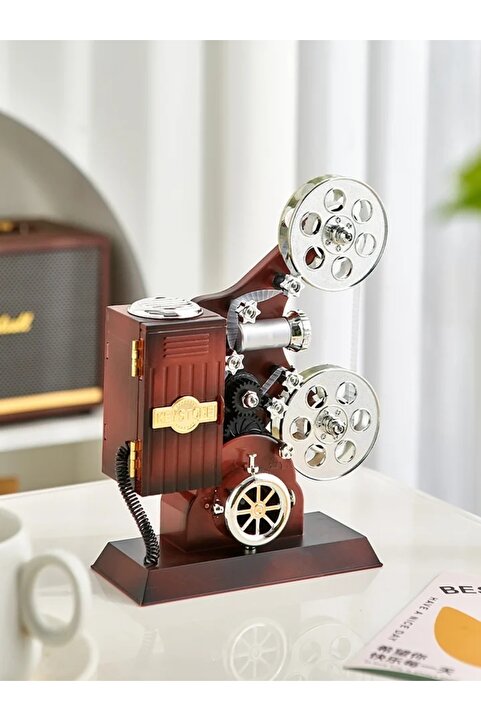 Sarego Sinema Film Temalı Vintage Antik Projektör Kurmalı Takı Müzik Kutusu Özel Dekoratif Hediyelik Eşya
