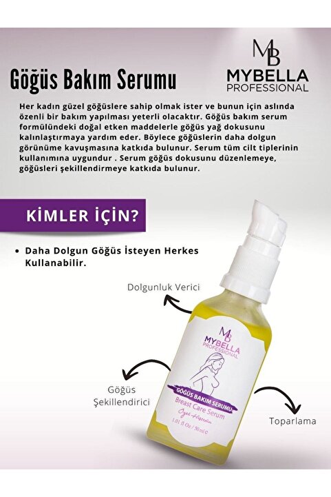 MY Bella Kozmetik Göğüs Büyütmeye Yardımcı, Gögüs Bakım Serumu, C Vitamini Ile Zenginleştirilmiş Formül 50 ml