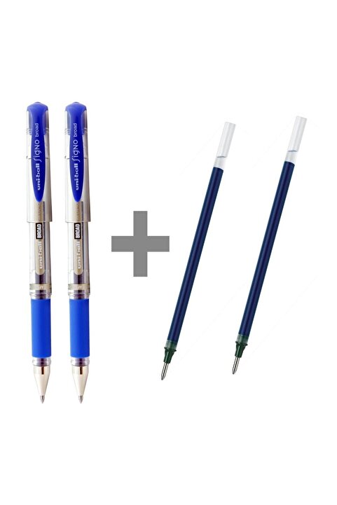 uni-ball Uniball Signo Broad UM-153 İmza Kalemi Mavi 2 Adet ve 2 Adet Yedeği