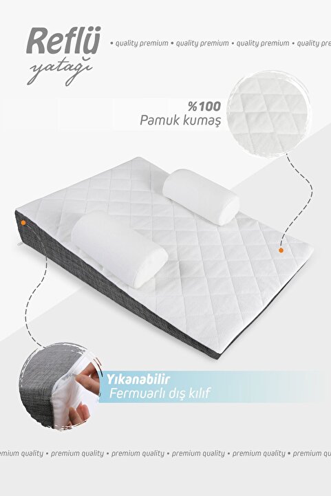 Umaybebek Bebek Reflü Yatağı, Fermuarlı, Yıkanabilir Kılıf, Yatak, %100 Pamuk Kumaş