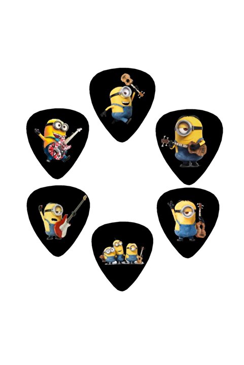 cantekin Gitar Pena 6 Adet 0.71mm Minoins Baskılı Özel Tasarım Baskılı Pena Ukulele Gitar Penası