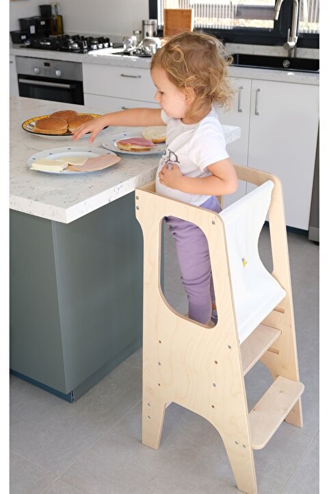 Minik Fare Montessori Öğrenme Kulesi Huş Ahşap - Doğal