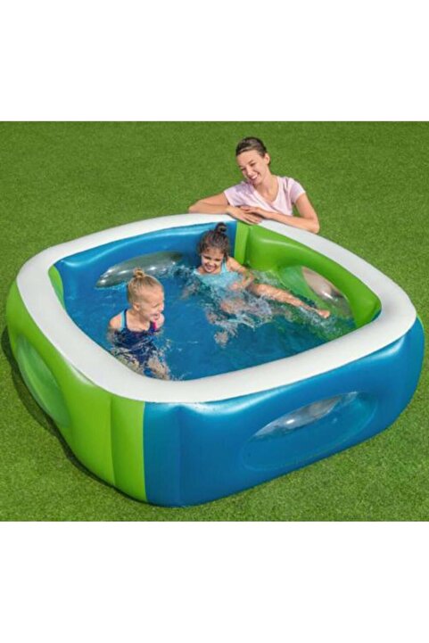 Bestway 51132 Yeşil Pencereli Kare Şişme Havuz 168x168x56 Cm