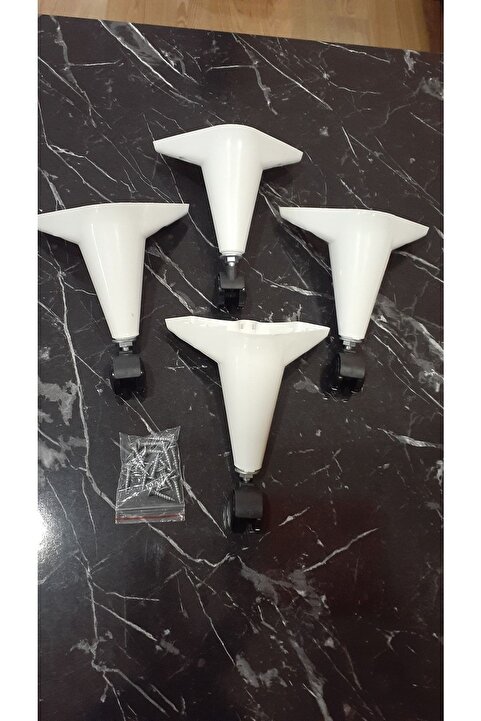 MUTLU ALIŞVERİŞ MERKEZİ Tekerlekli Sihirli Sehpa Masa Ayağı 360 Derece Dönebilen 17 Cm 4 Adet Beyaz. Vida Hediyeli!!!