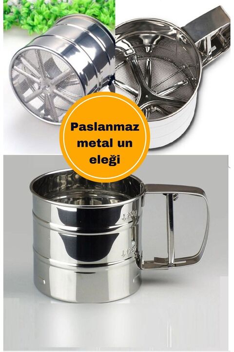 BRE HOME Paslanmaz metal un şeker el un eleği 300 gr
