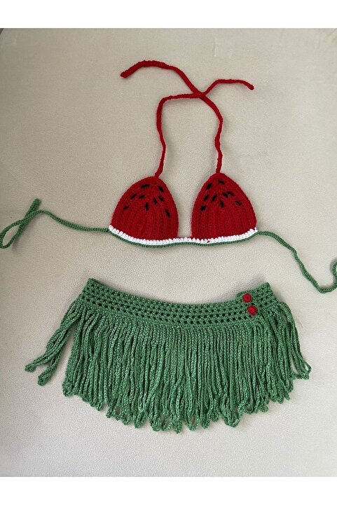 AYDECO Kız Bebek Karpuz Bebek Örgü Bikini