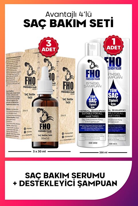 FHO Freshen Hair Freshen Hair +3 Adet Saç Bakım Serumu + 1 Adet Bitkisel Şampuan Fırsat Seti