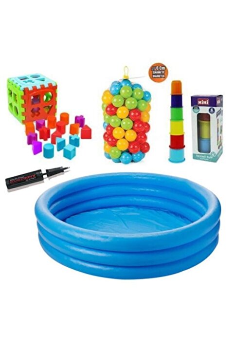 Intex Eğitici Bebek Oyuncakları Seti Şişme Havuz 114cm + Top + Bultak + Mini Kule +pompa