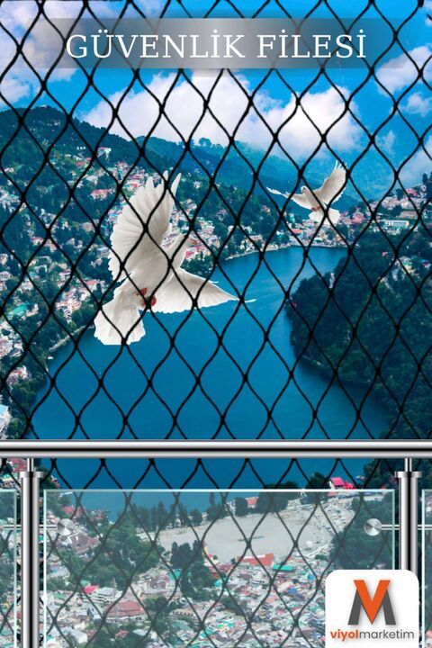 viyolmarketim Siyah Balkon Filesi 2,5x4 Mt Kedi Balkon Filesi Balkon Kuş Filesi Balkon Korkuluk Filesi