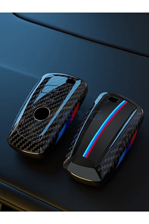 idealaksesuar Bmw Anahtarlık Siyah Karbon Şık Tasarım Kumanda Kabı Bmw Keychain White Stylish Design Control Case
