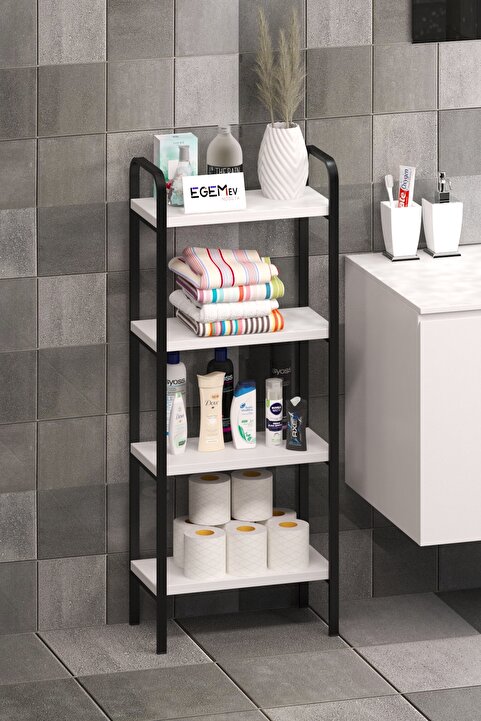 ODİNA Banyo Düzenleyici Mutfak Rafı Banyo Dolabı Çok Amaçlı Dolap 4 Katlı Metal Mutfak Düzenleyici