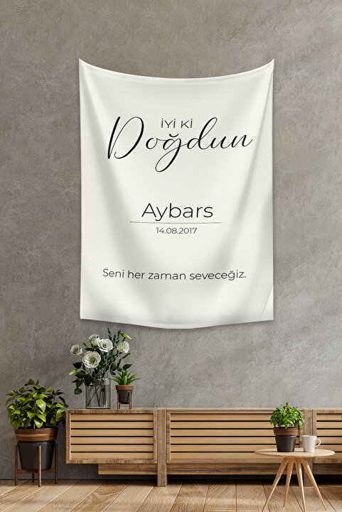 Vagonik Kişiye Özel Doğum Günü Happy Birthday Duvar Örtüsü Duvar Halısı Birinci Kalite Kumaş