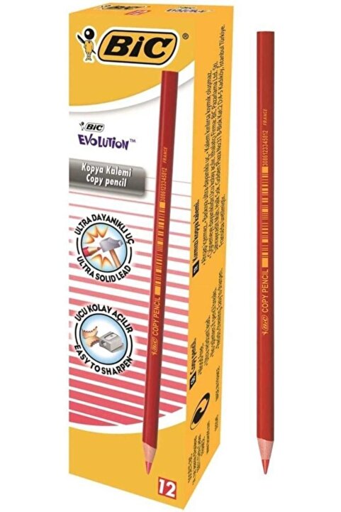Bic Evolution Kırmızı Kopya Kalemi 12'li Kutu / 9213691